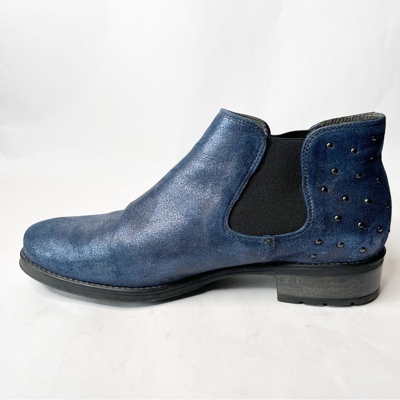 Mephisto Soria 1 Studded Blue Metallic Nubuck Leather Ankle Bootie Size 9 - Picture 6 of 13